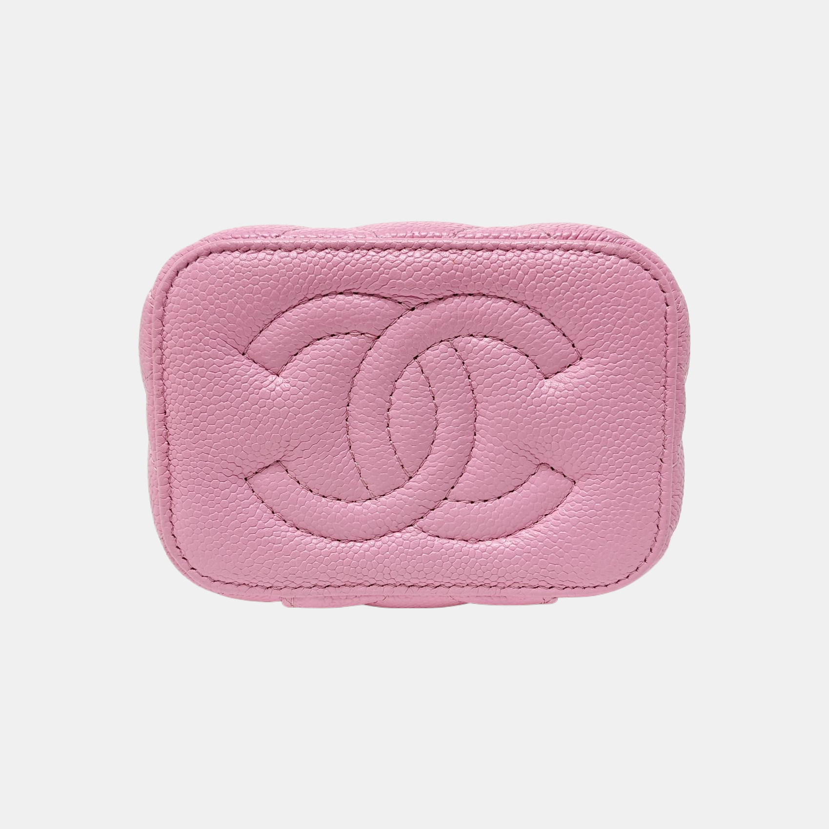 VANITY CASE Small Quilted Grained Calfskin Pink