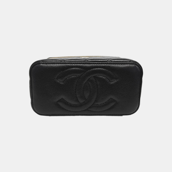 VANITY CASE Small Quilted Grained Calfskin Black