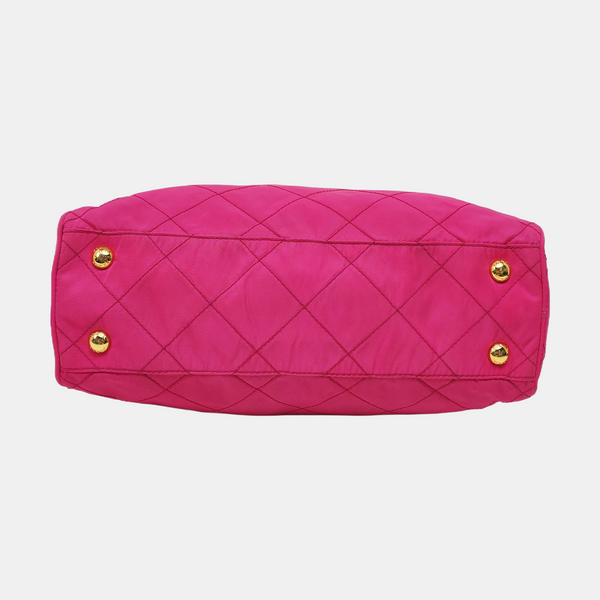 Quilted Nylon Tote Bag Red