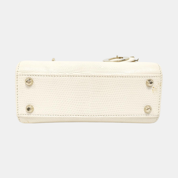 Lady Dior Mini Lizard White