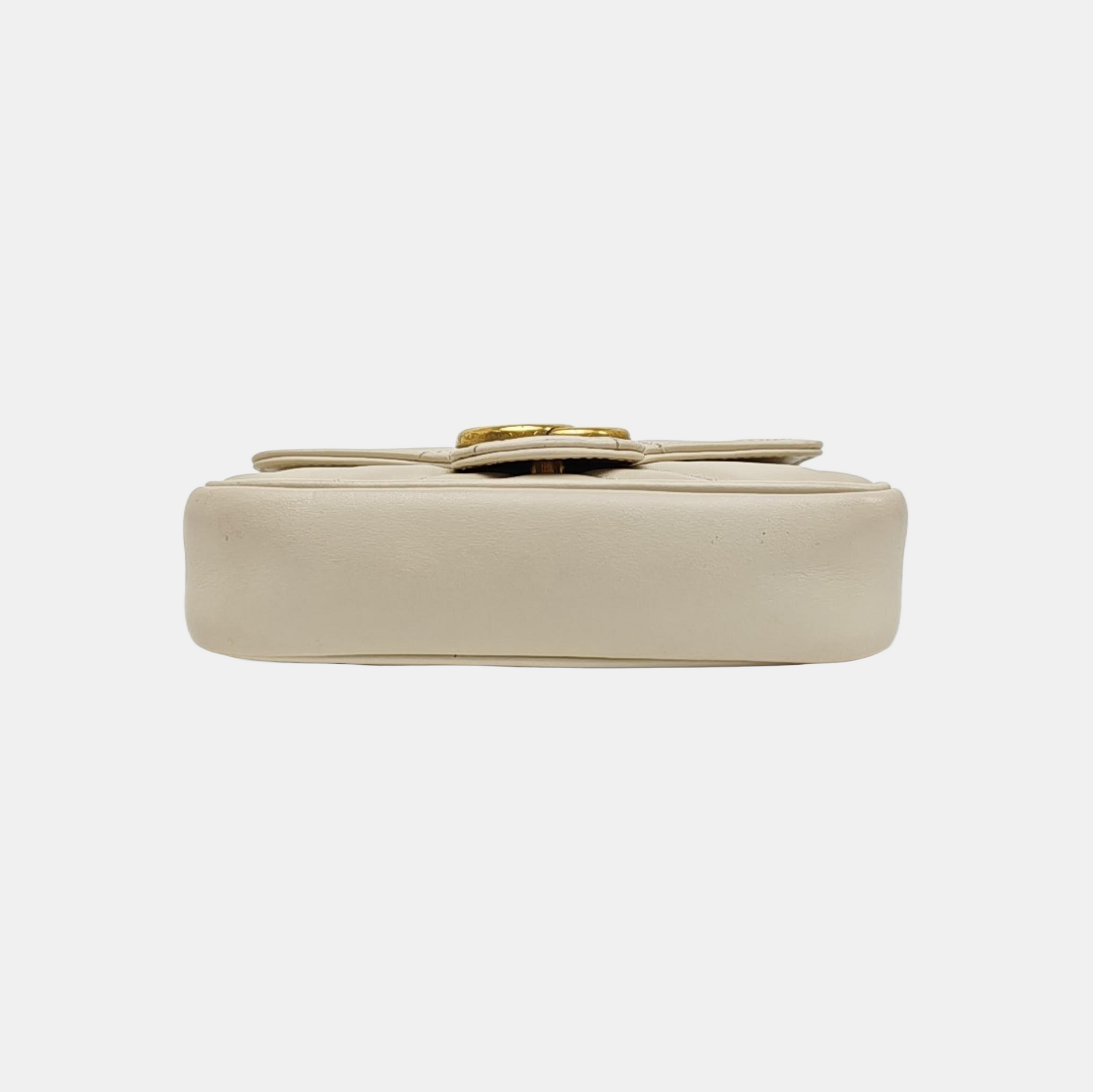 GG Marmont Mini Quilted Calfskin White