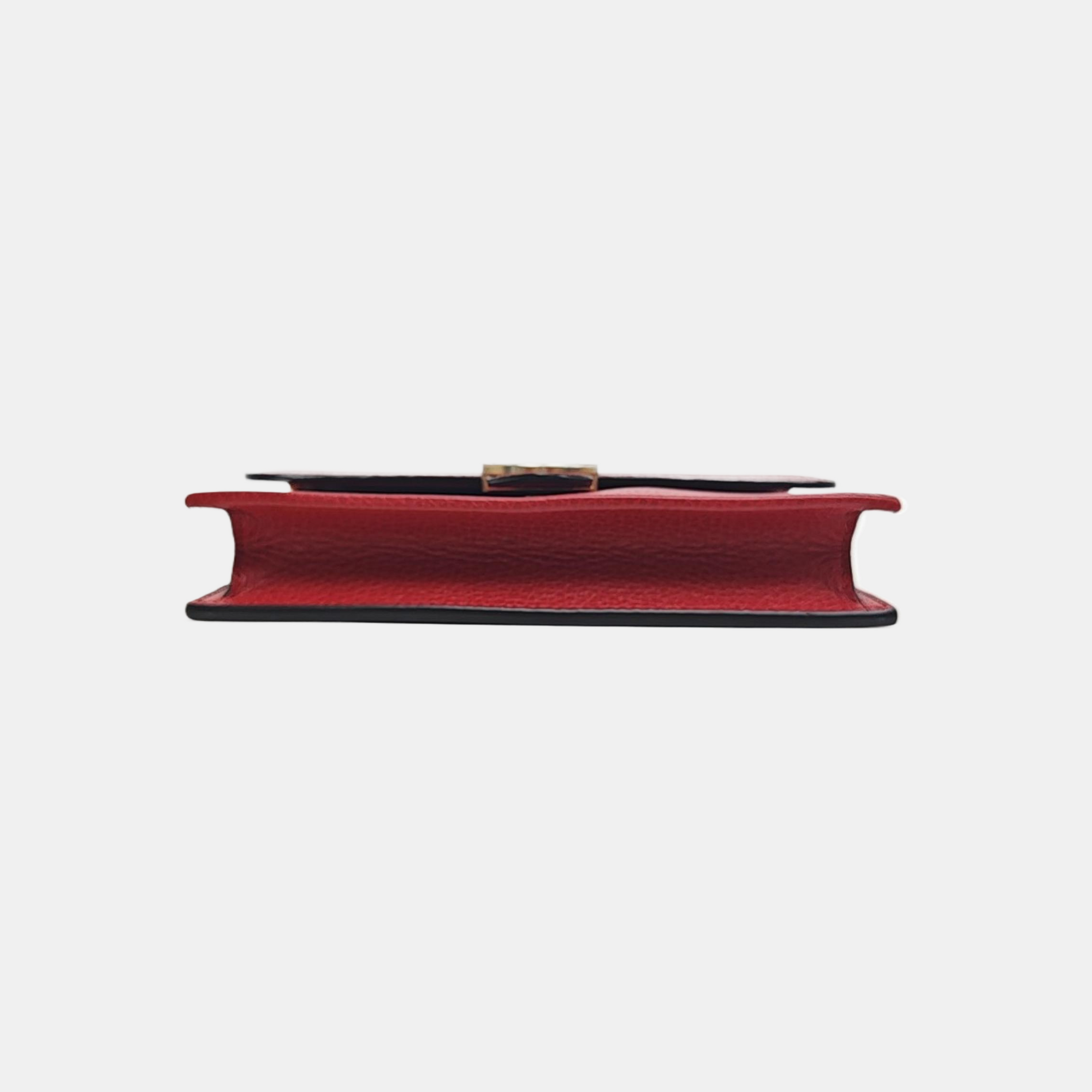 Interlocking G Small Calfskin Red