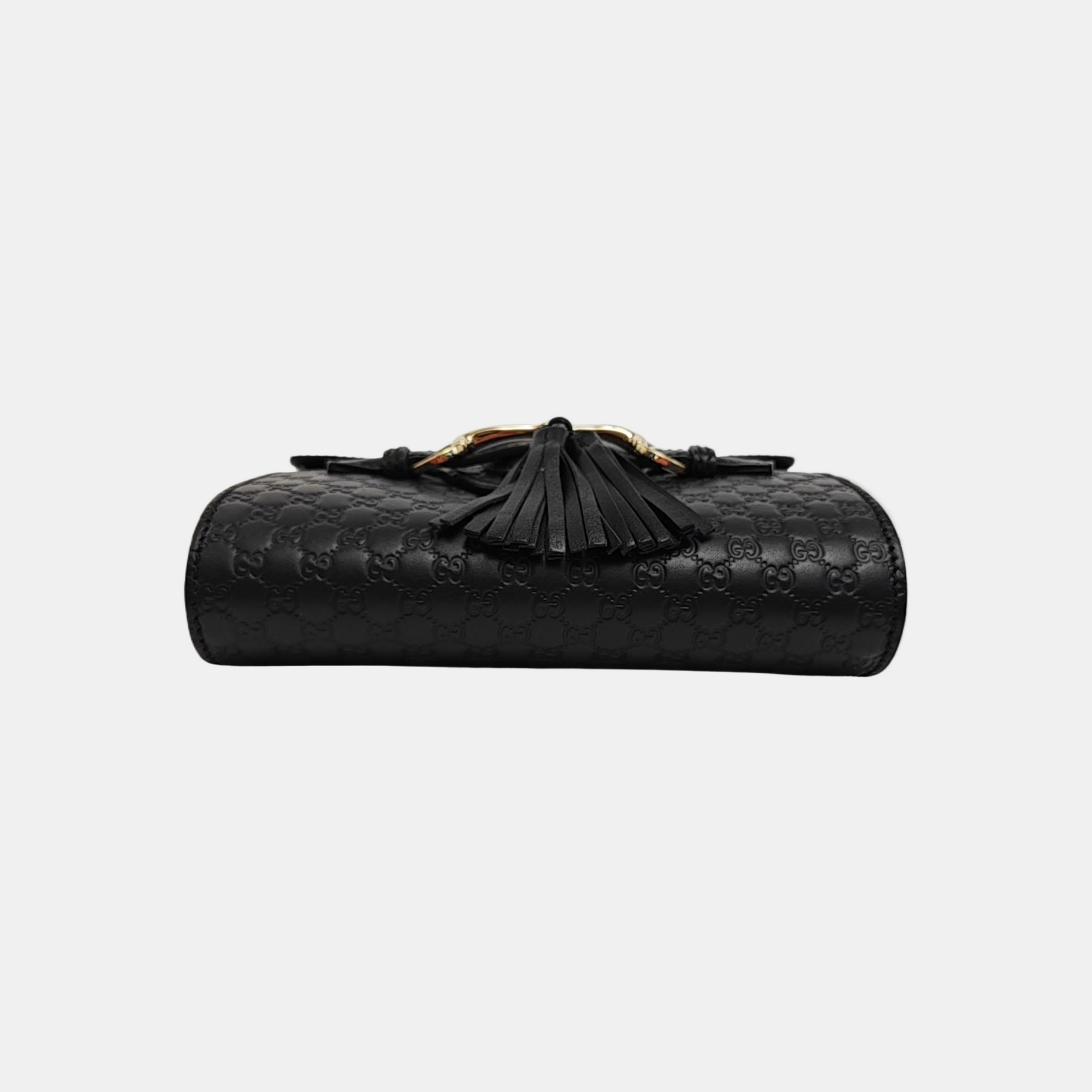 Emily Chain Mini Monogram Calfskin Black