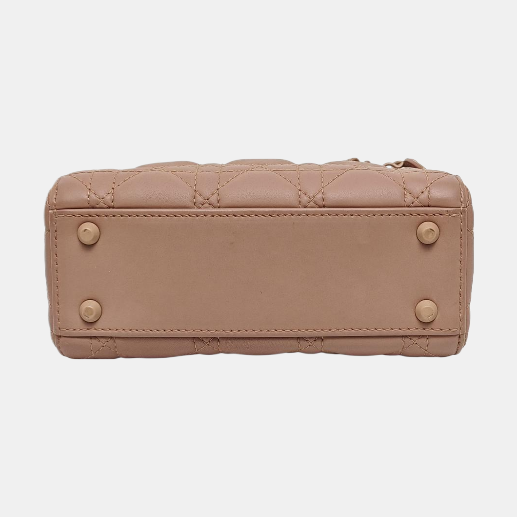 Lady Dior Mini Cannage Calfskin Beige
