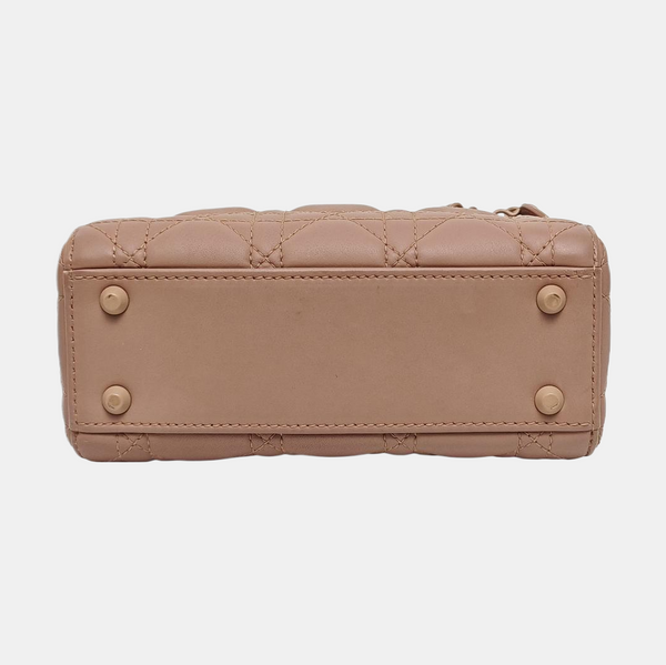 Lady Dior Mini Cannage Calfskin Beige