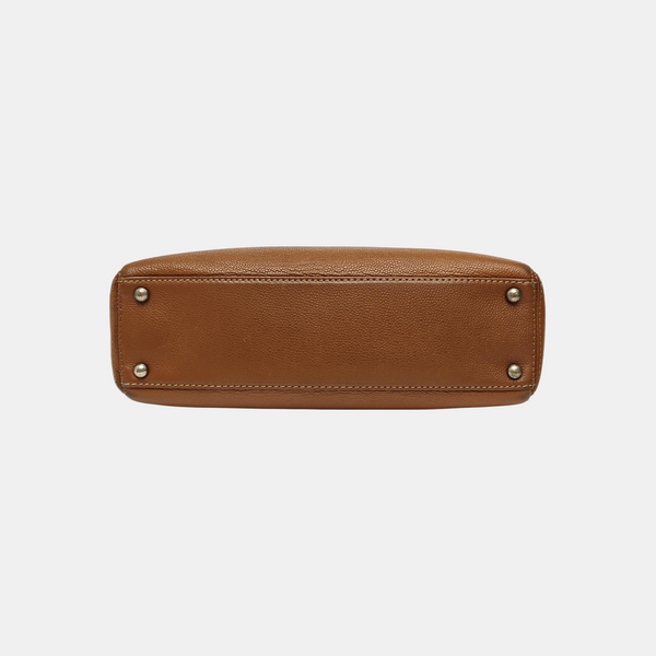 Grained Calfskin Shoulder Bag Brown