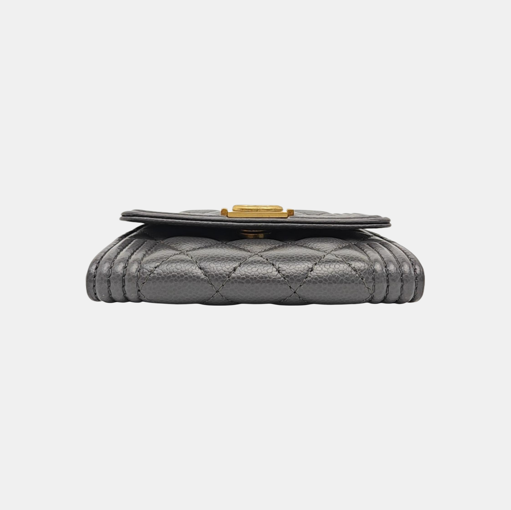 BOY CHANEL Quilted Grained Calfskin Gray