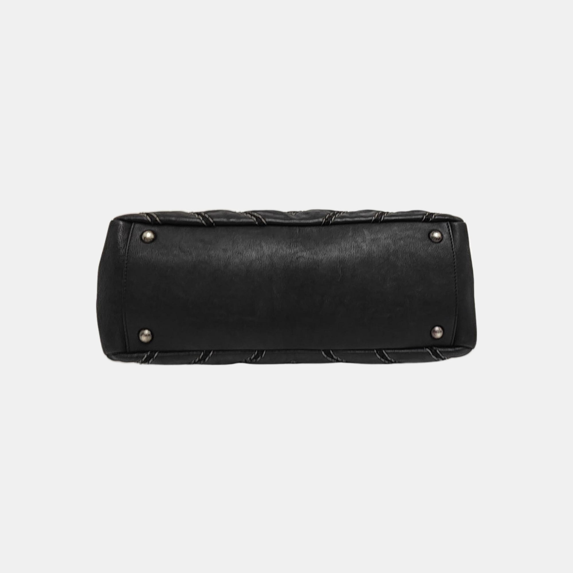 Quilted Calfskin Shoulder Bag Black
