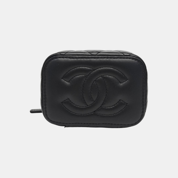 VANITY CASE Mini Quilted Lambskin Black