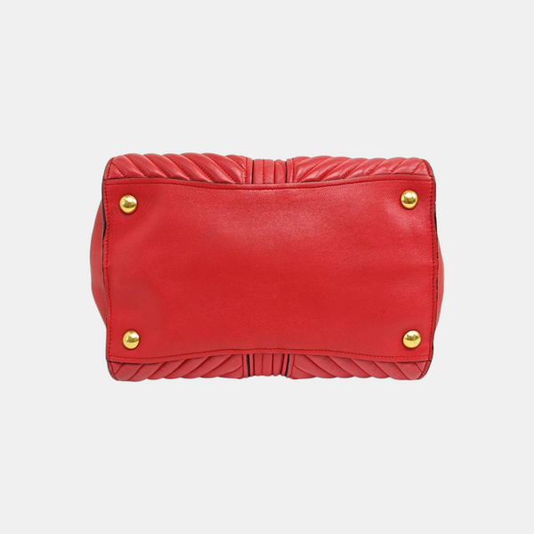 Quilted Lambskin Tote Bag Red