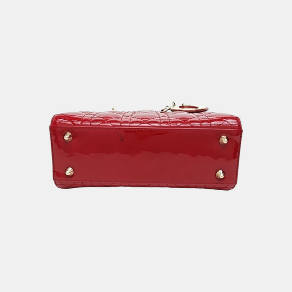 Lady Dior Small Cannage Patent Leather Red