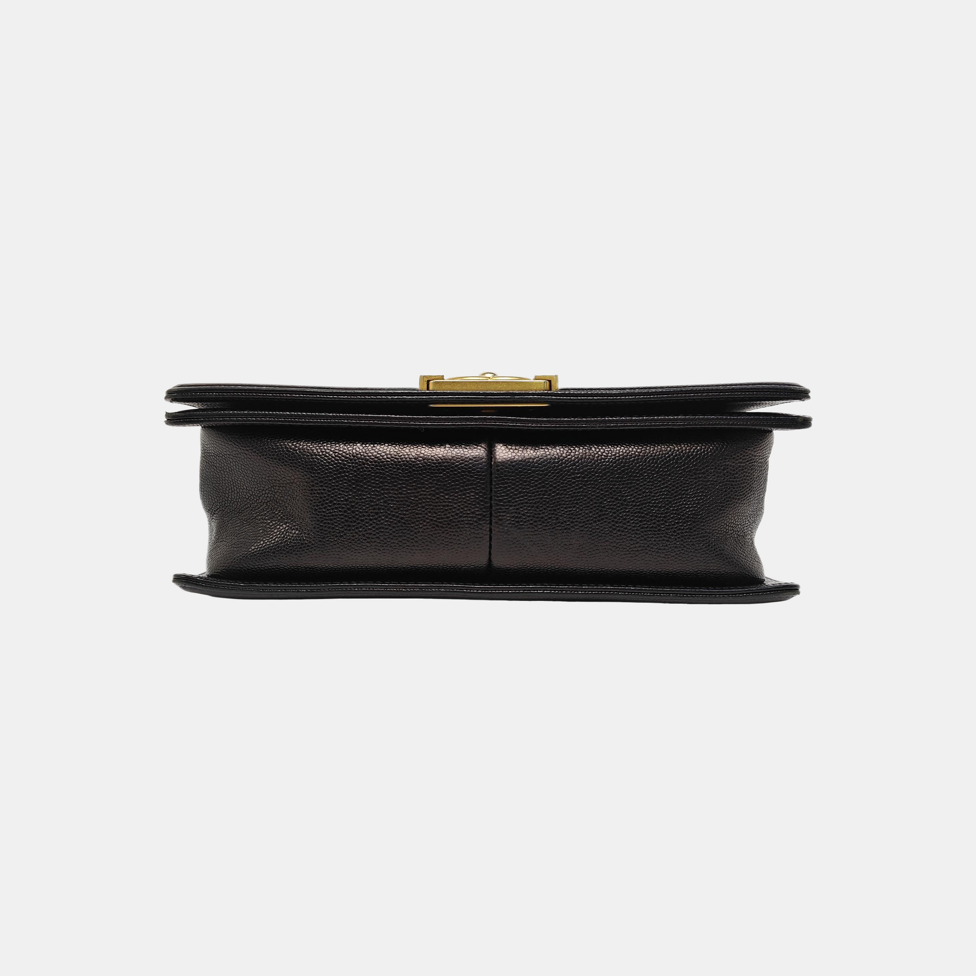 BOY CHANEL Medium Chevron Grained Calfskin Black
