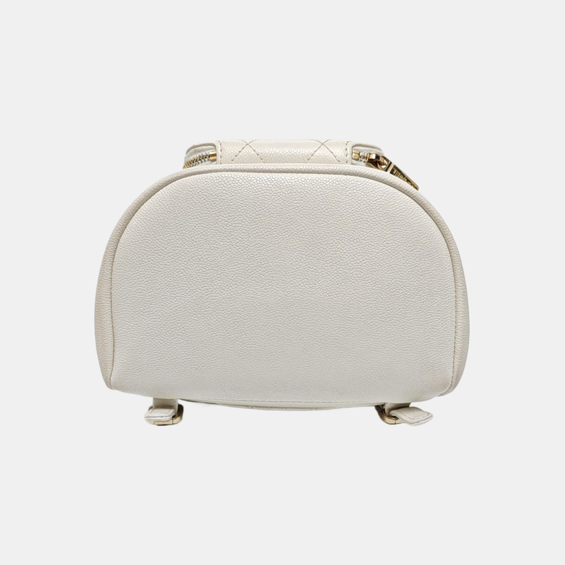 BUSINESS AFFINITY Small Quilted Grained Calfskin White