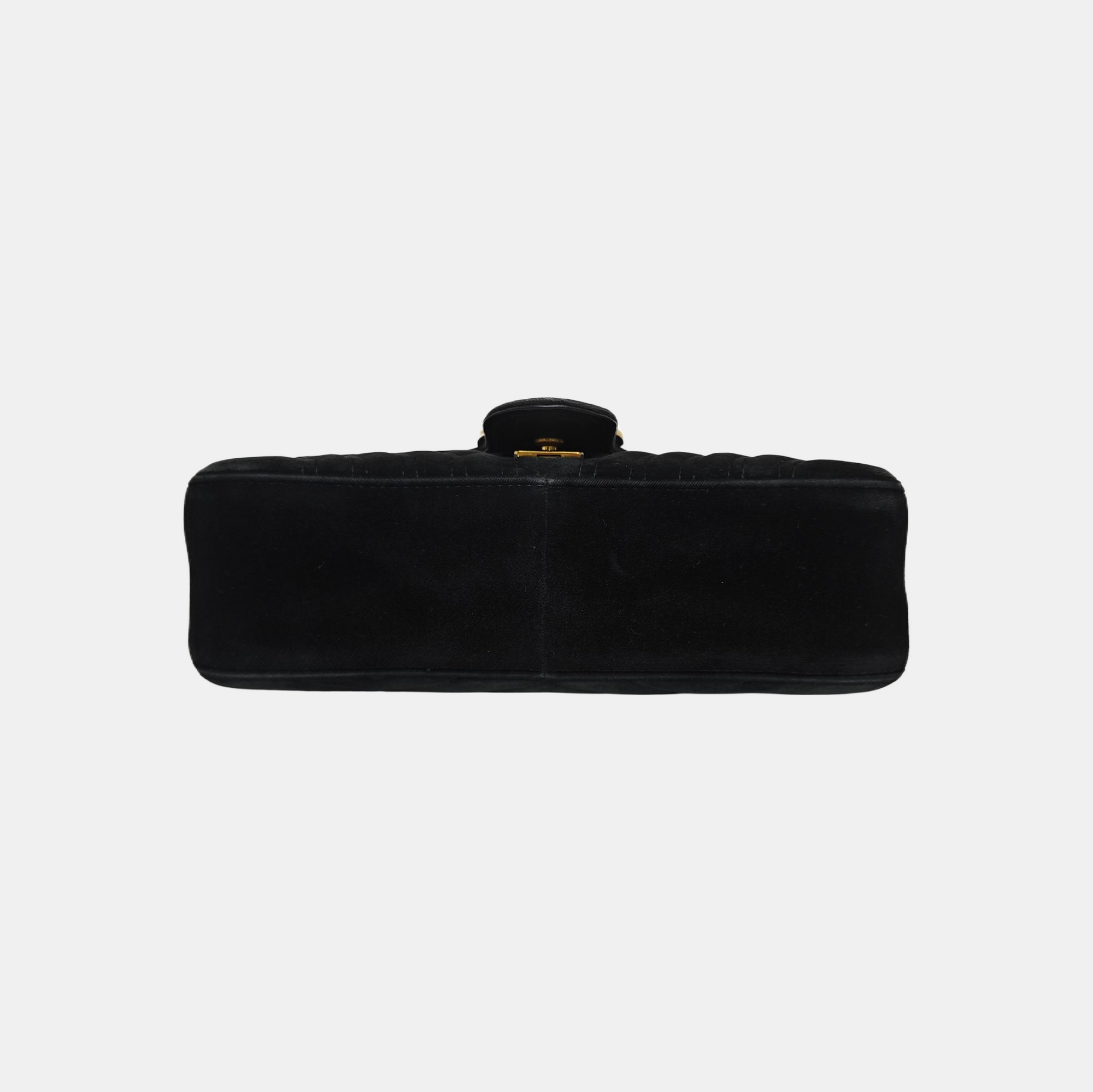 GG Marmont Medium Quilted Velvet Black