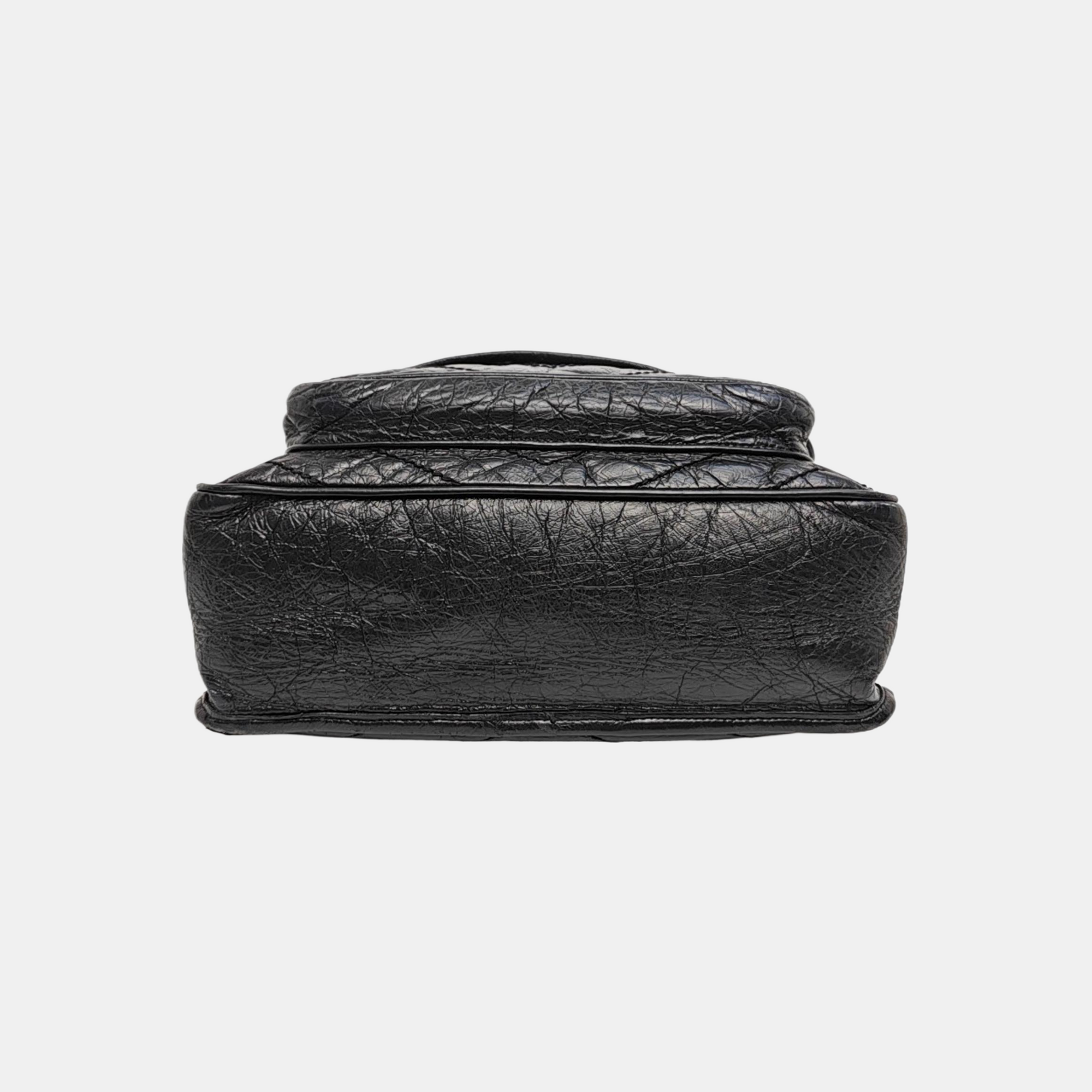 NIKI Medium Chevron Calfskin Black