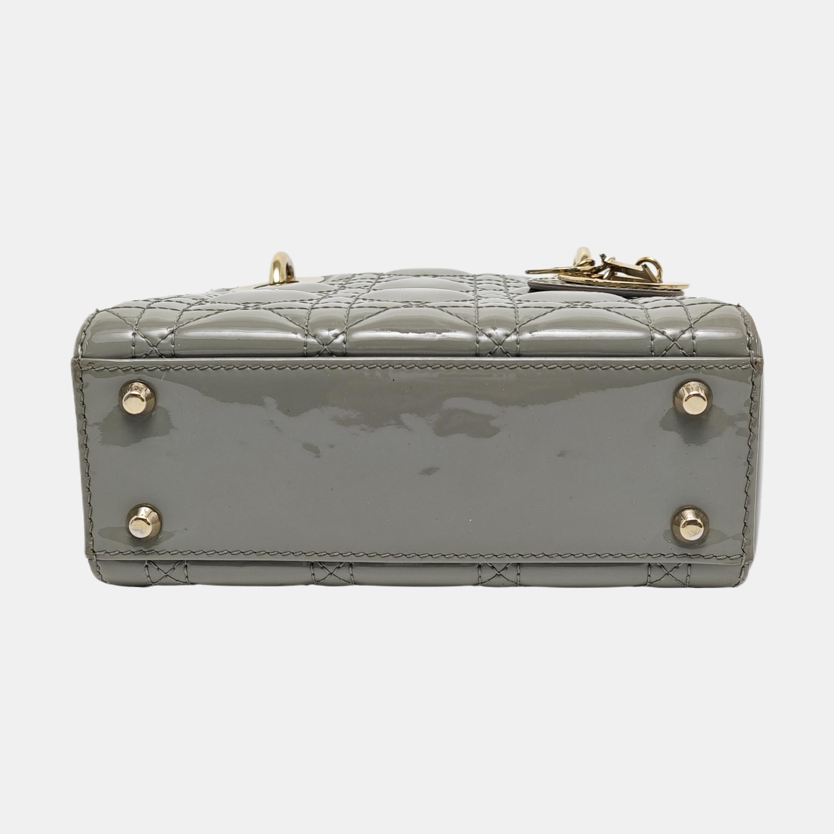 Lady Dior Mini Cannage Patent Leather Green