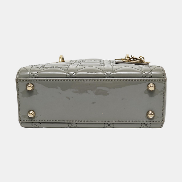 Lady Dior Mini Cannage Patent Leather Green