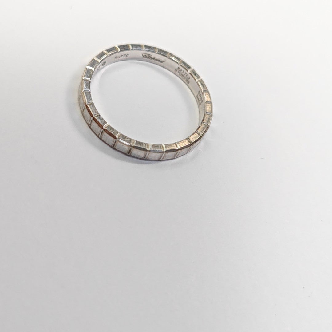 Ice Cube 18k White Gold Silver Ring EU 53