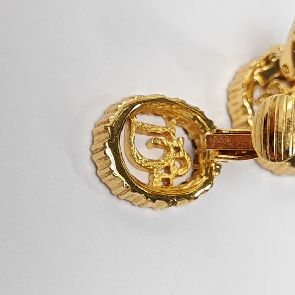 Dior Oblique Metal Gold Clip On Earrings