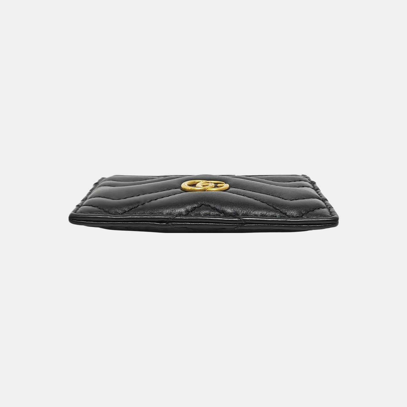 GG Marmont Mini Quilted Calfskin Black Card Holder