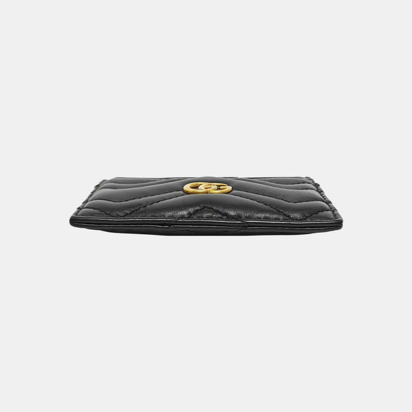 GG Marmont Mini Quilted Calfskin Black Card Holder