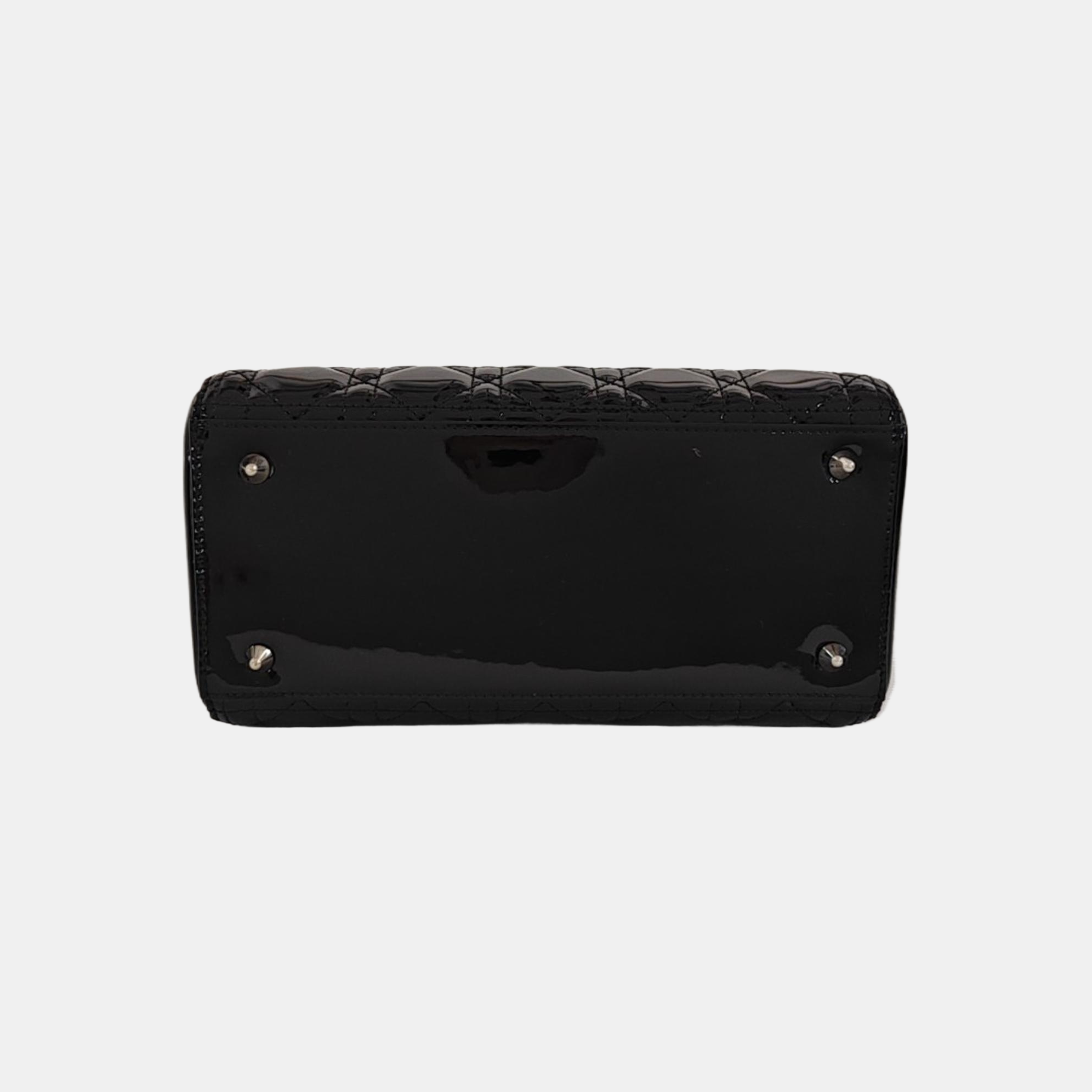 Lady Dior Medium Cannage Patent Leather Black