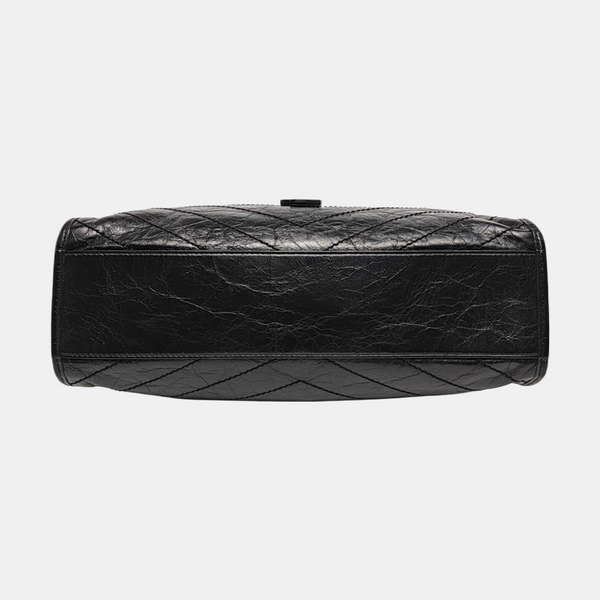 NIKI Medium Chevron Calfskin Black