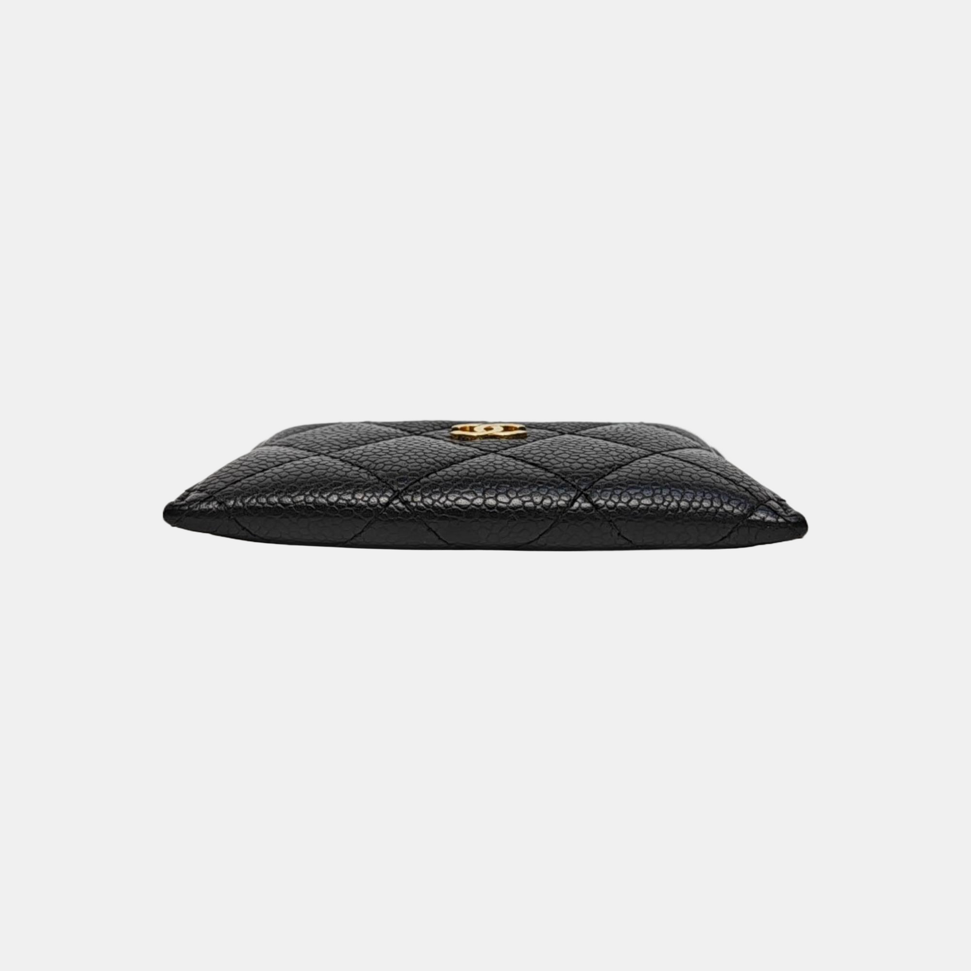 Authenticated pre-owned  CLASSIC FLAP Quilted Grained Calfskin Black Card Holder - Card Holder at Looply