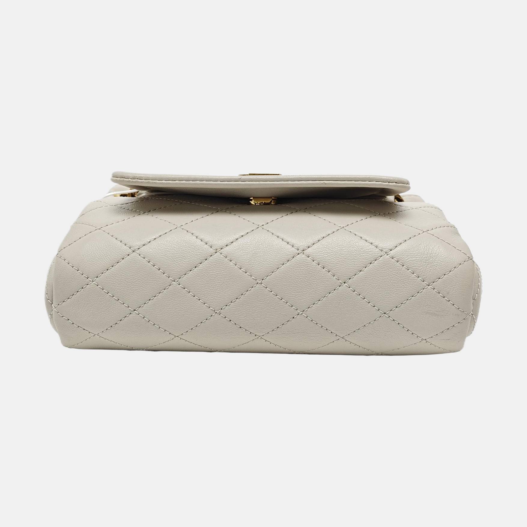 Quilted Lambskin Shoulder Bag White