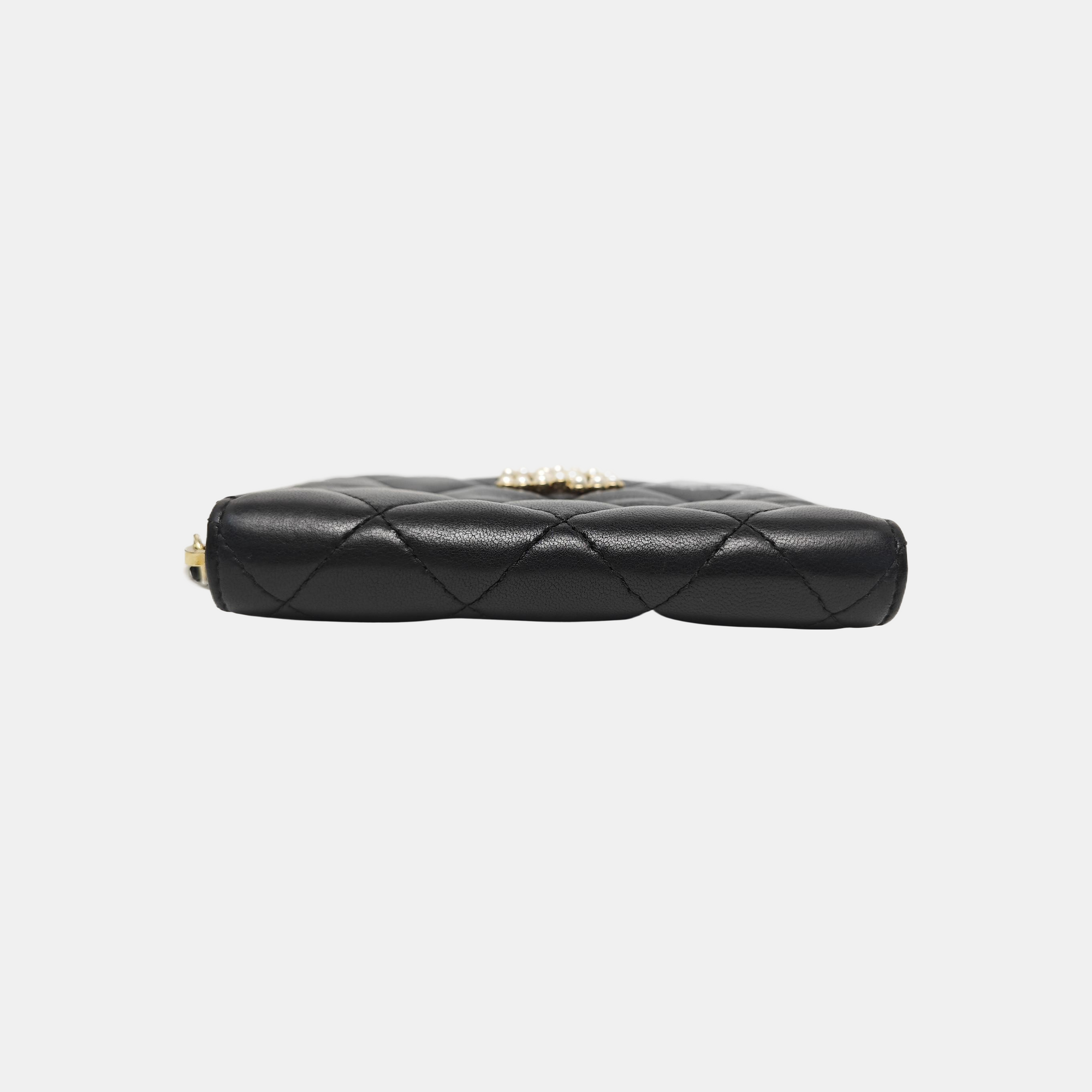 CHANEL 19 Small Quilted Lambskin Black Wallet