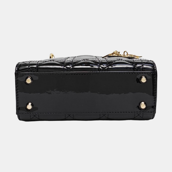 Lady Dior Mini Quilted Patent Leather Black