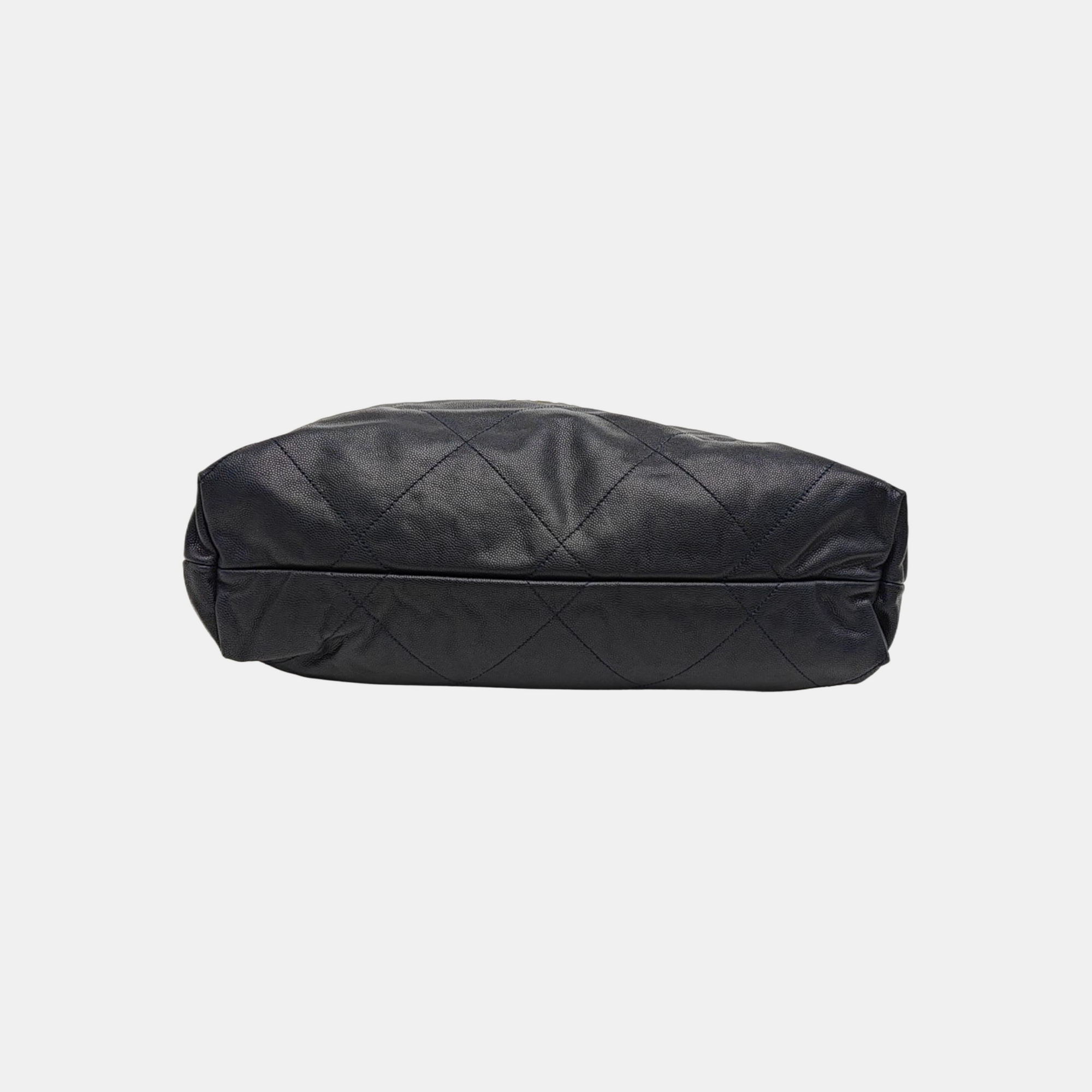 CHANEL 22 Large Quilted Grained Calfskin Blue