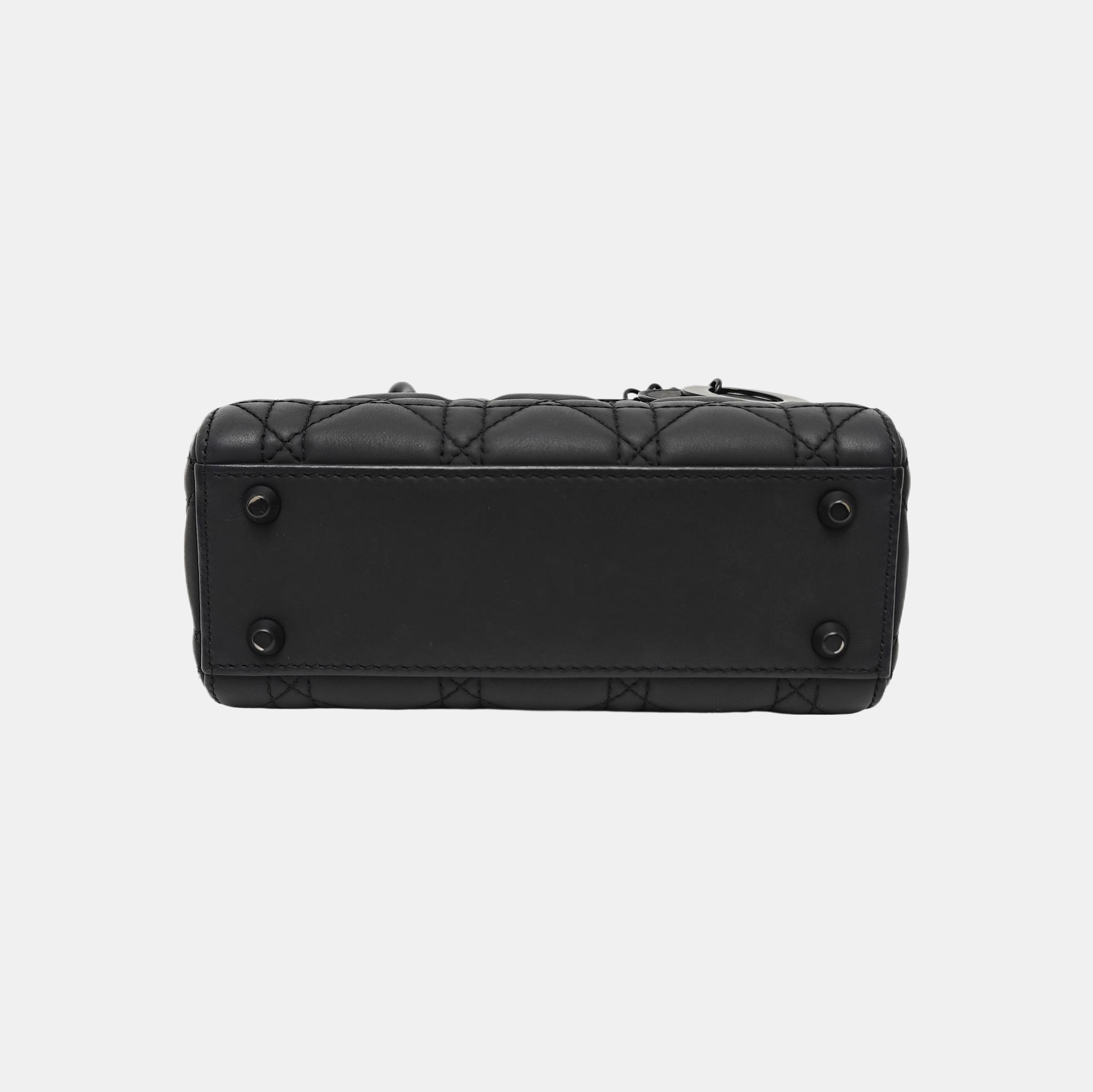Lady Dior Mini Cannage Lambskin Black