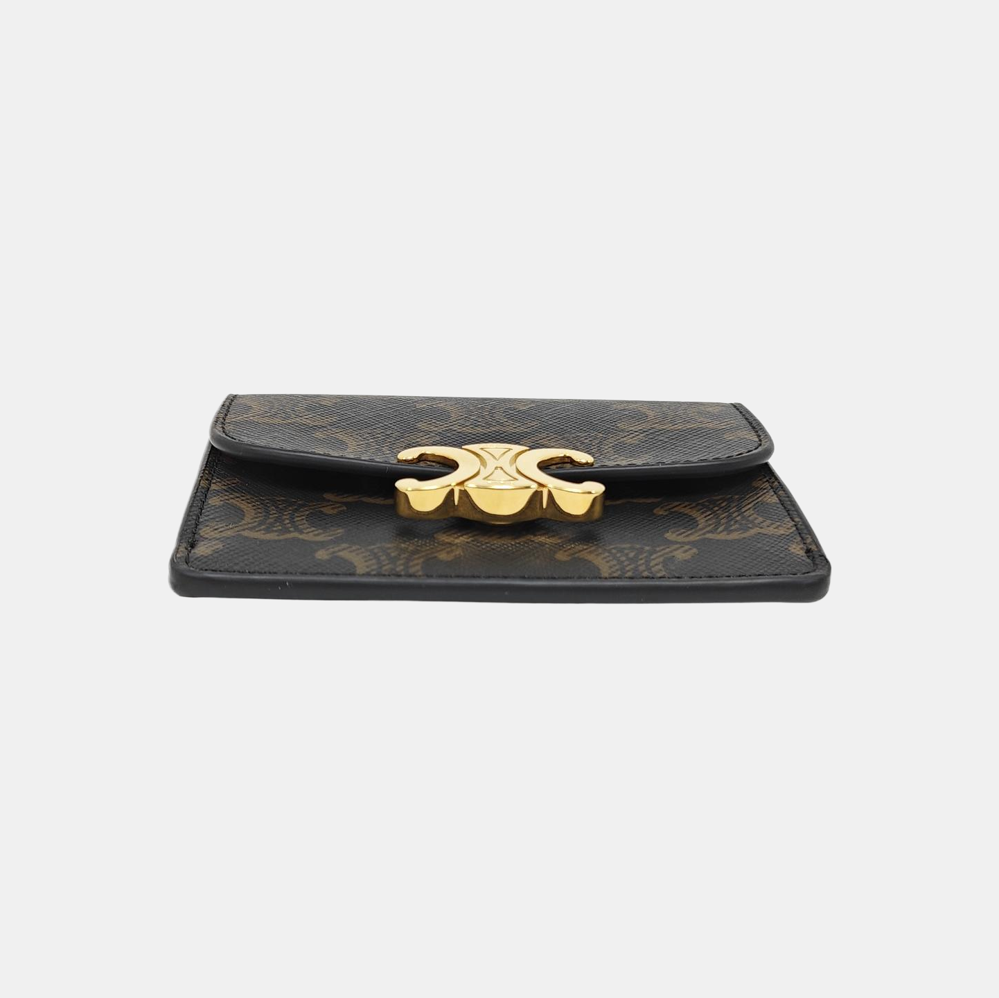 TRIOMPHE Mini Coated Canvas Brown Card Holder