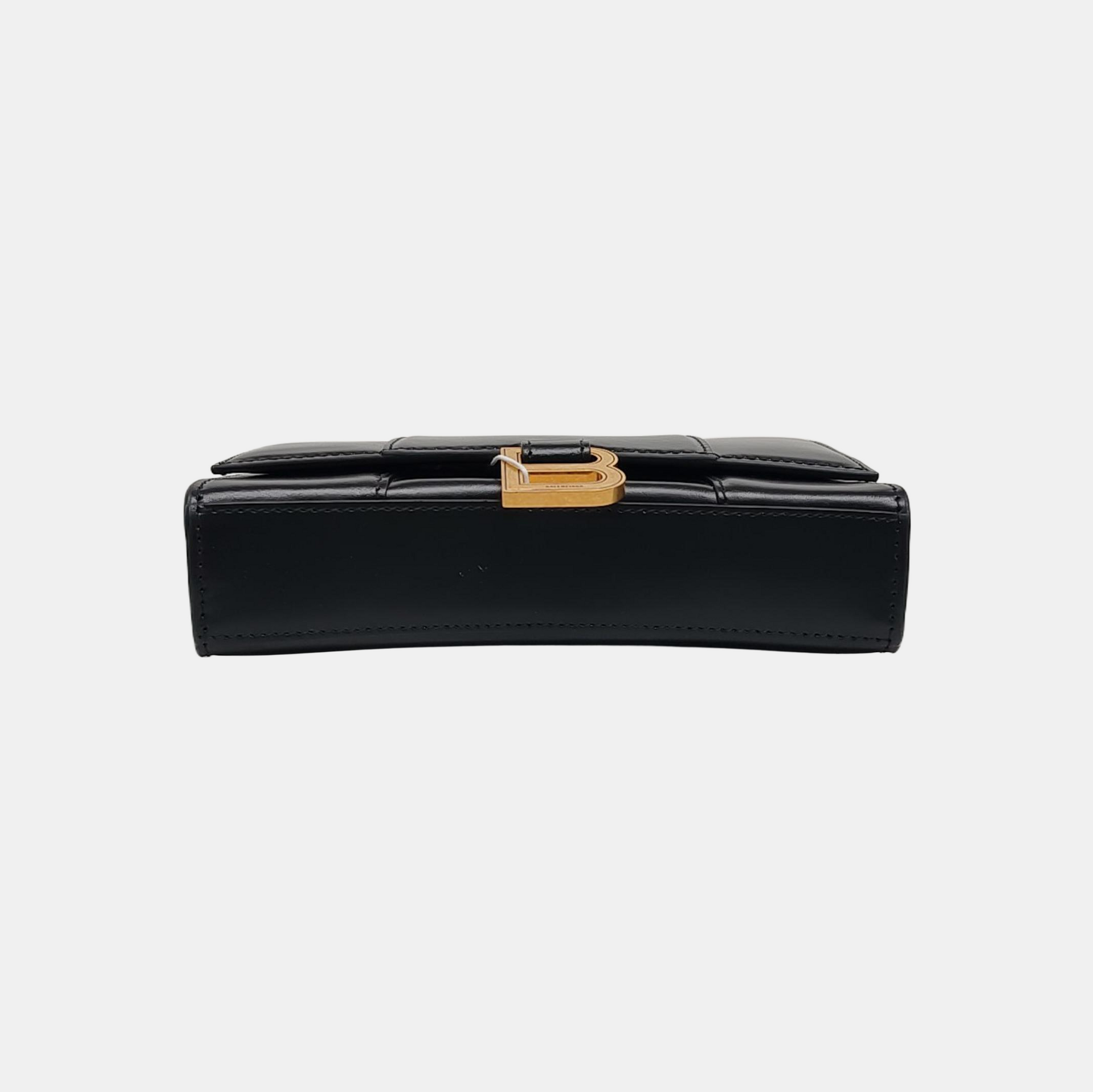 Hourglass Wallet On Chain Mini Calfskin Black