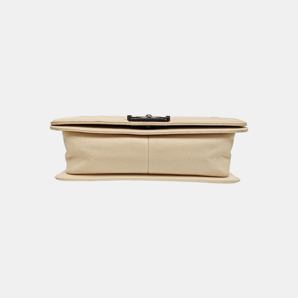 BOY CHANEL Medium Chevron Grained Calfskin White