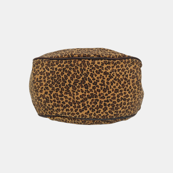 Fabric Top Handle Bag Brown