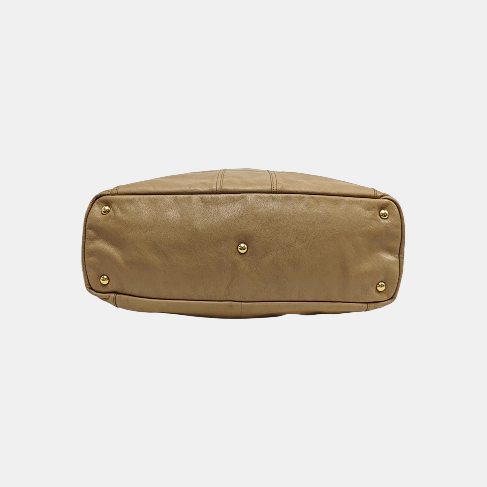 Leather Shoulder Bag Beige