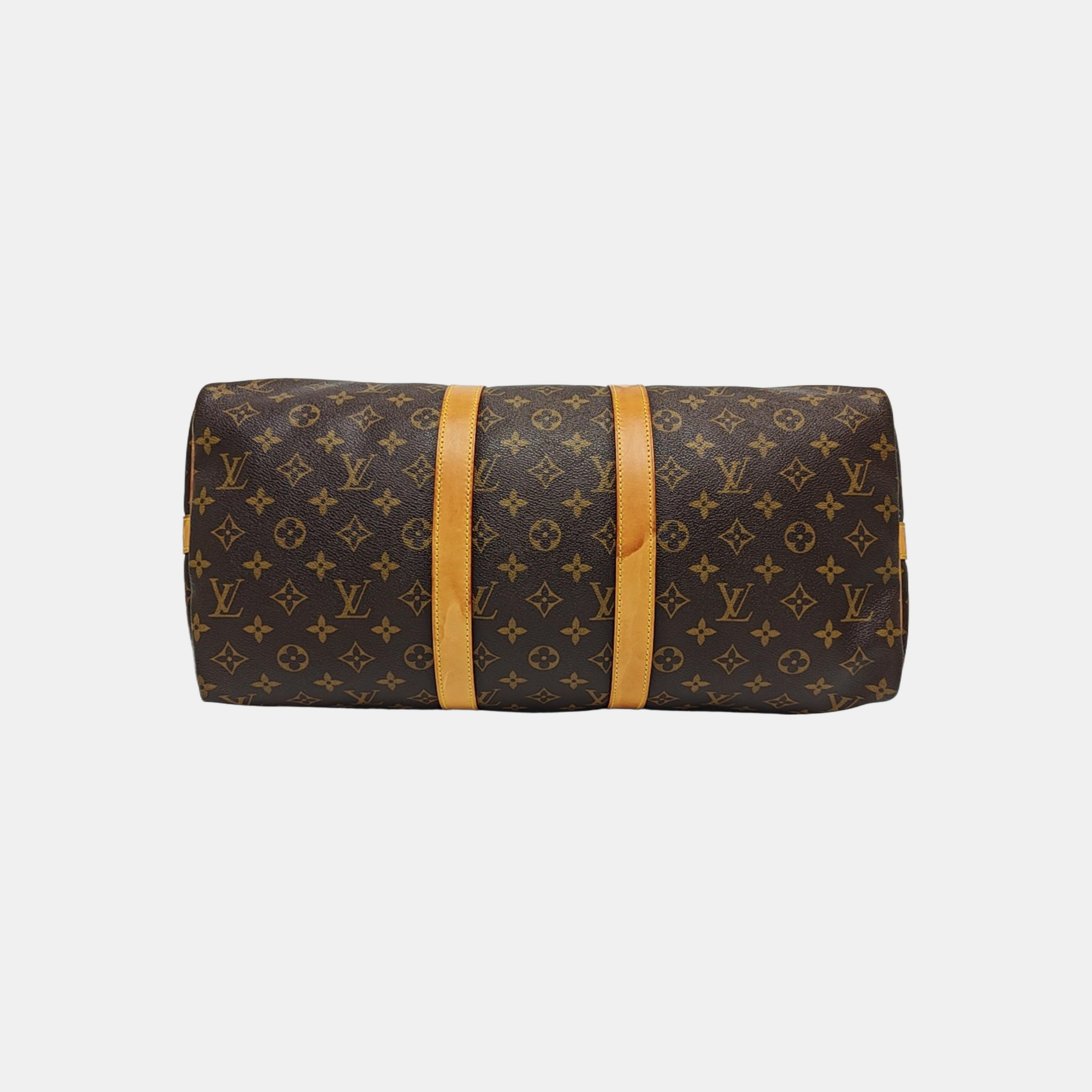 KEEPALL 45 Monogram Coated Canvas Brown