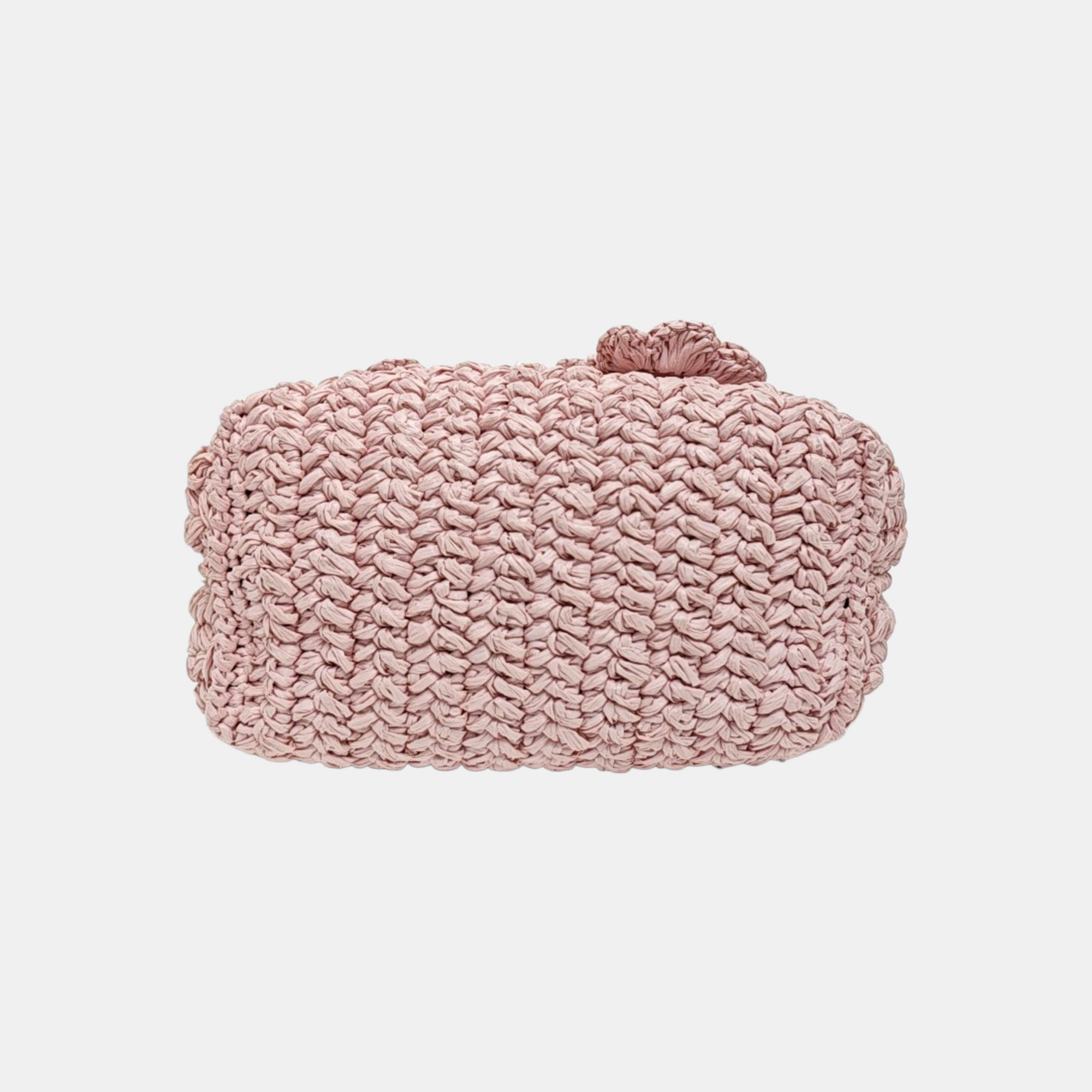 Straw Bucket Bag Pink