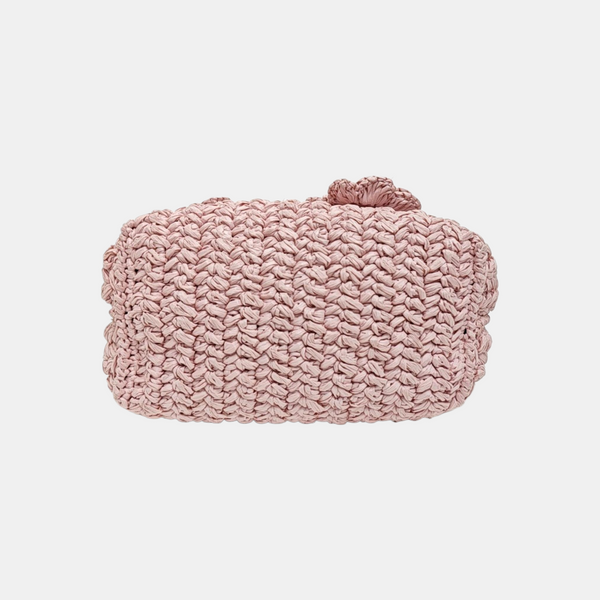 Straw Bucket Bag Pink