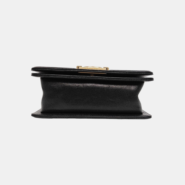 Leboy Small Chevron Grained Calfskin Black