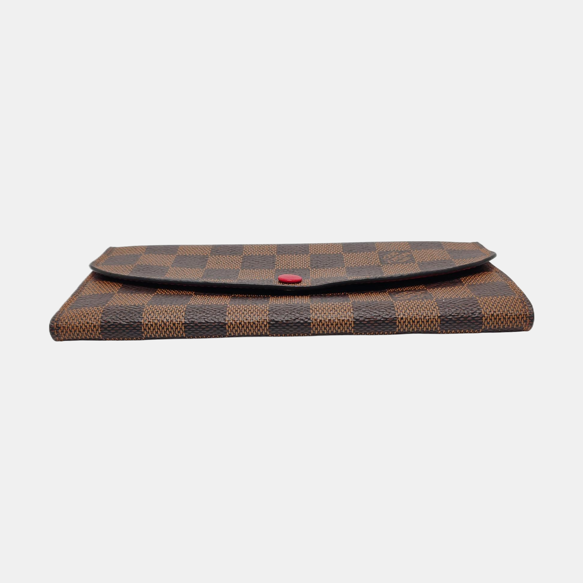 EMILIE Damier Ebene Coated Canvas Brown Wallet