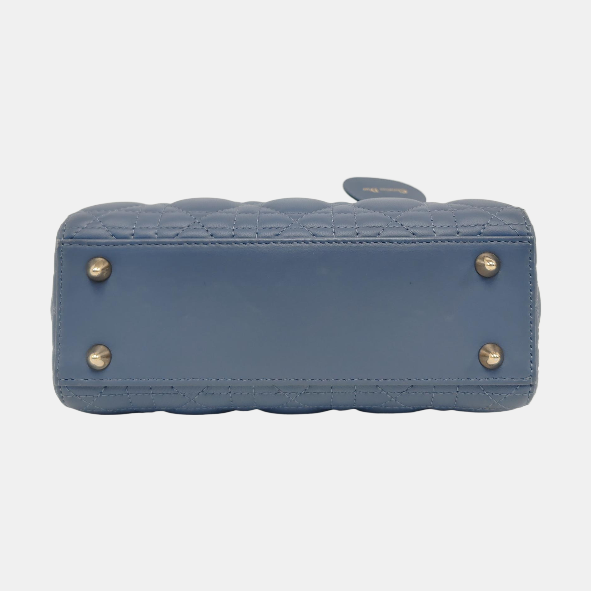 Lady Dior Small Cannage Lambskin Blue