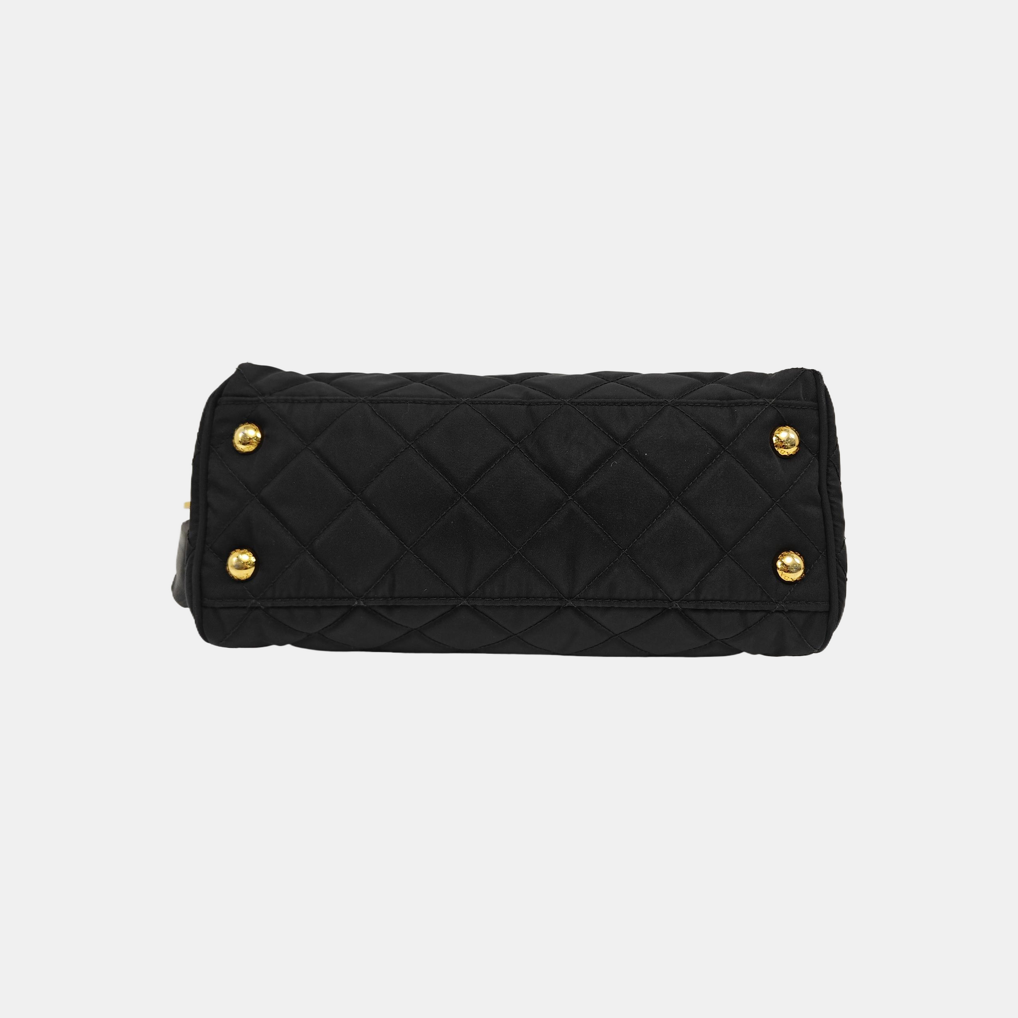Quilted Nylon Shoulder Bag Black