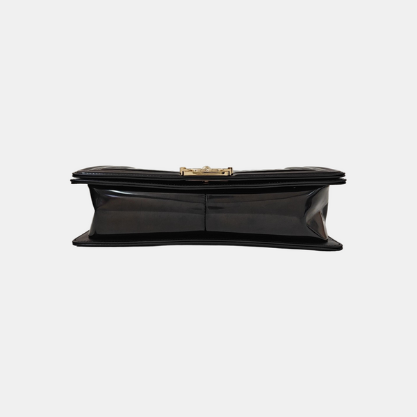 BOY CHANEL Large Quilted Patent Leather Black