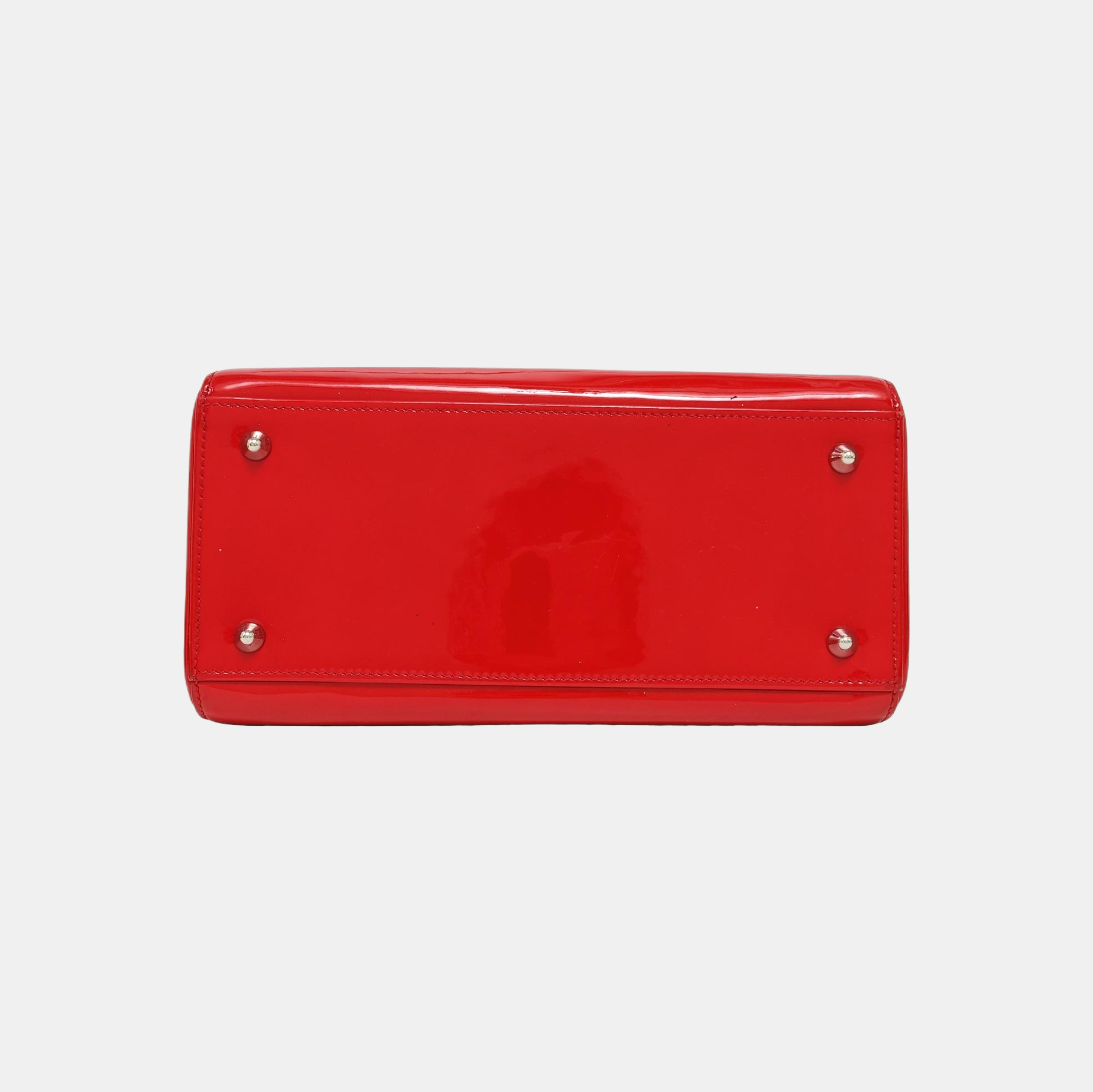 Lady Dior Medium Patent Leather Red