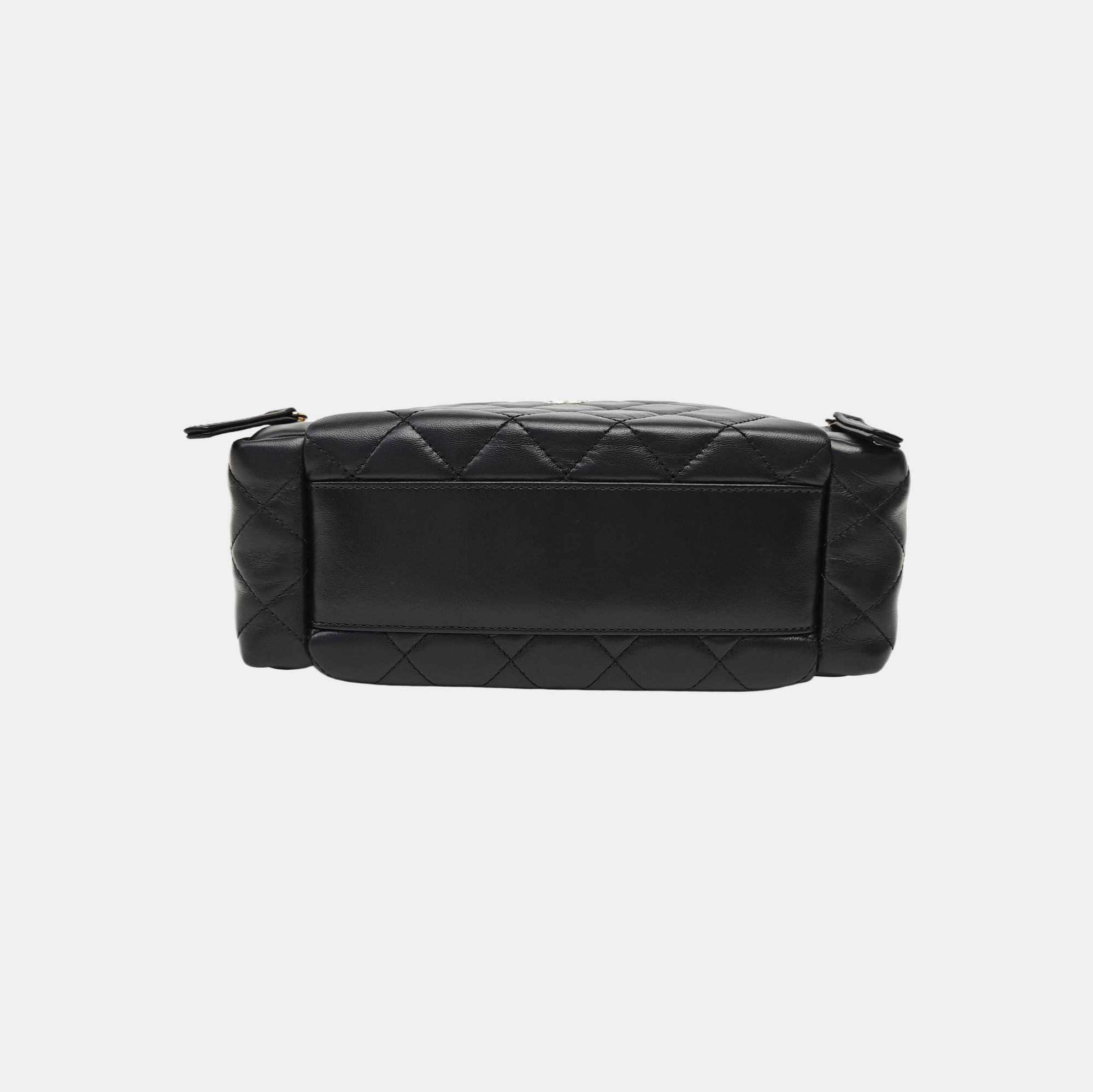 VINTAGE COSMETIC BAGS Quilted Lambskin Black