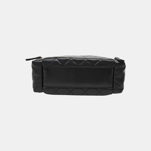 VINTAGE COSMETIC BAGS Quilted Lambskin Black