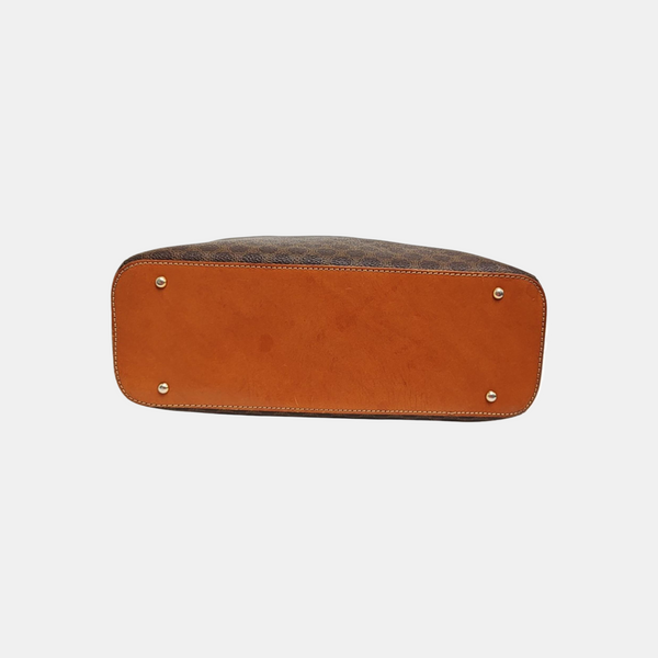 Coated Canvas Top Handle Bag Brown